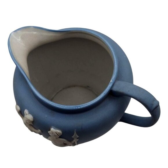 Vintage Blue & White Jasperware Style Pitcher With Neo-Classical Design Japan - Picture 5 of 9